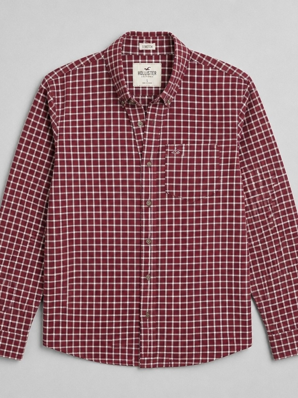 Hollister Women's s Burgundy Plaid Button-Down Shirt